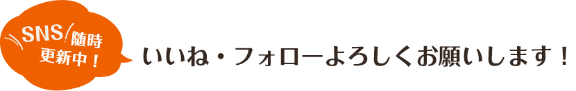 SNS随時更新中！いいね・フォローよろしくお願いします！