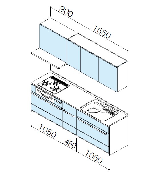 クリナップ　セントロ　B-STYLE(I型)　間口255cm(流レールシンク)