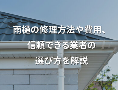 雨樋の修理方法や費用、信頼できる業者の選び方を解説