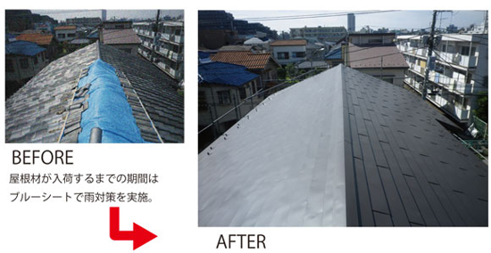 千葉県市川市　震災で崩れた屋根を軽量金属瓦に葺き替え！