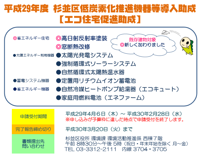 杉並区低炭素化推進機器等導入助成